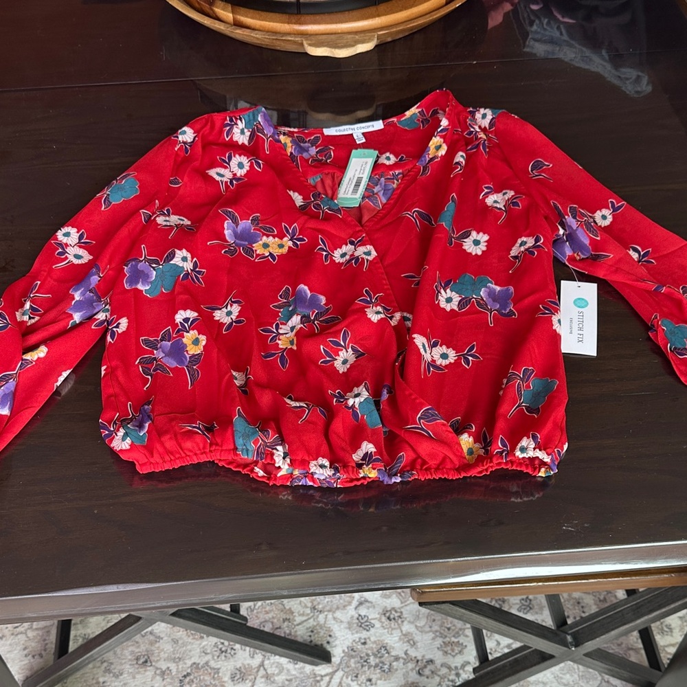 Collective Concepts Scarlet Floral Blouse